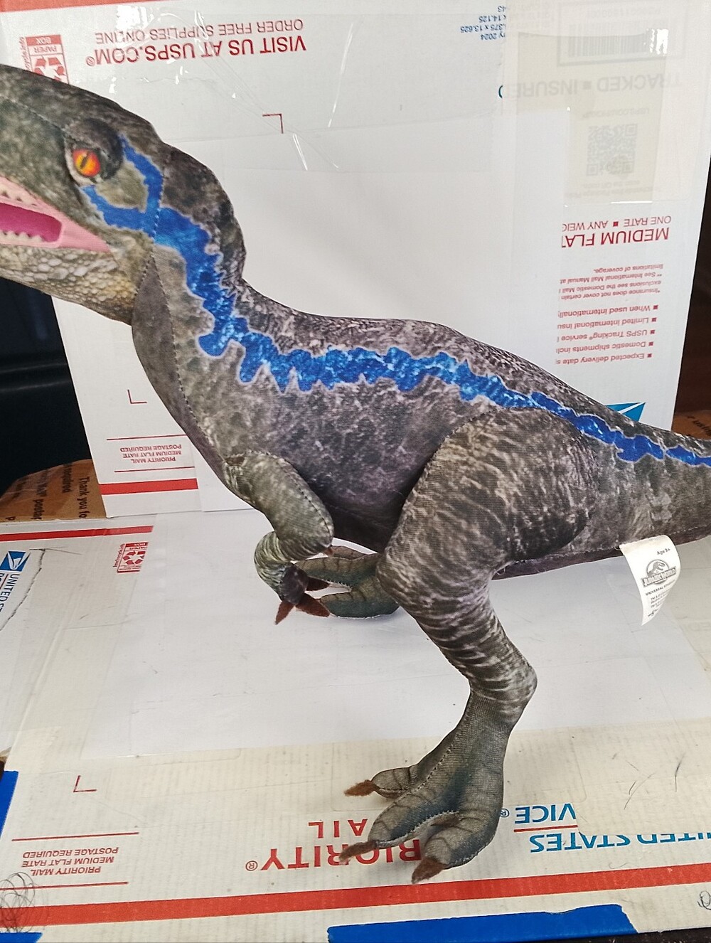 Jurassic World Velociraptor Blue Dinosaur Plush Toy 22" Long